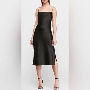 Satin Cowl Neck Midi Slip Dress